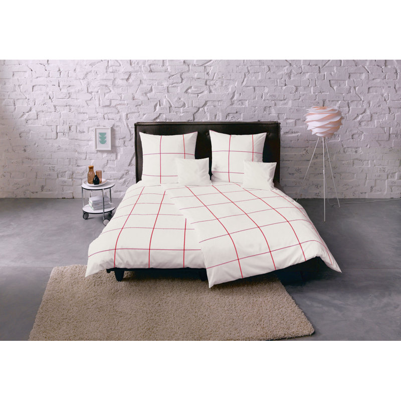 100% Cotton Duvet Cover Set, Natural Red, Double