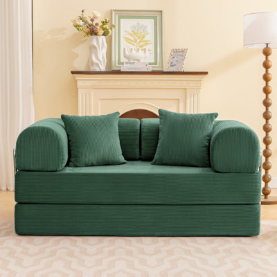Foldable Three Person Fabric Sofa Bed, high Rebound Density Sponge Sofa by Latitude Run