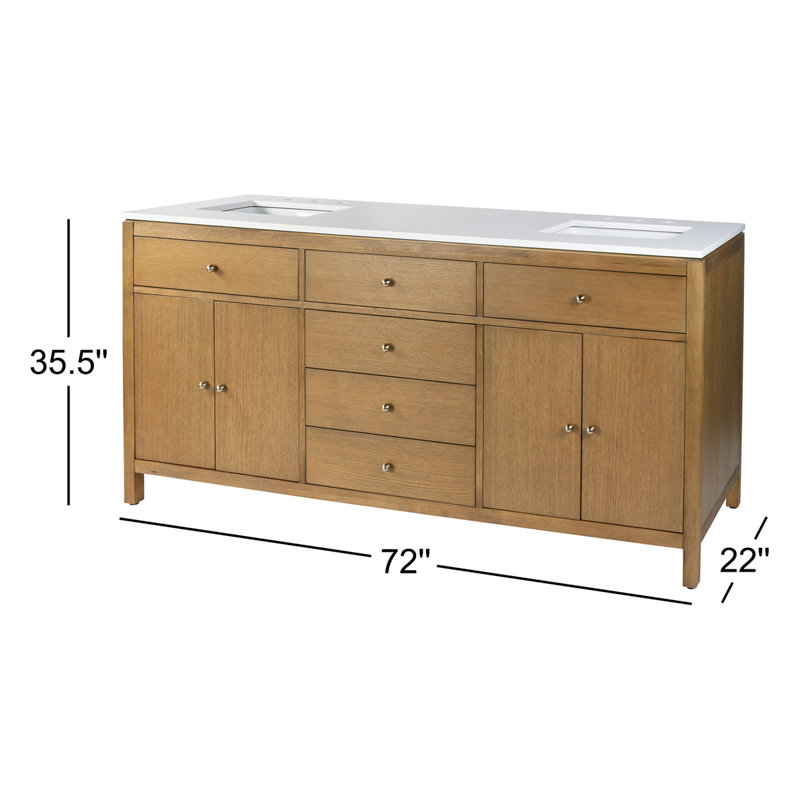Nora 72 in. W Quartz Double Sink Bathroom Vanity Set, Natural