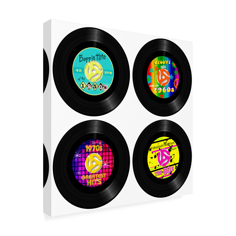 Ebern Designs Groovy Record - 3 Piece Wrapped Canvas Graphic