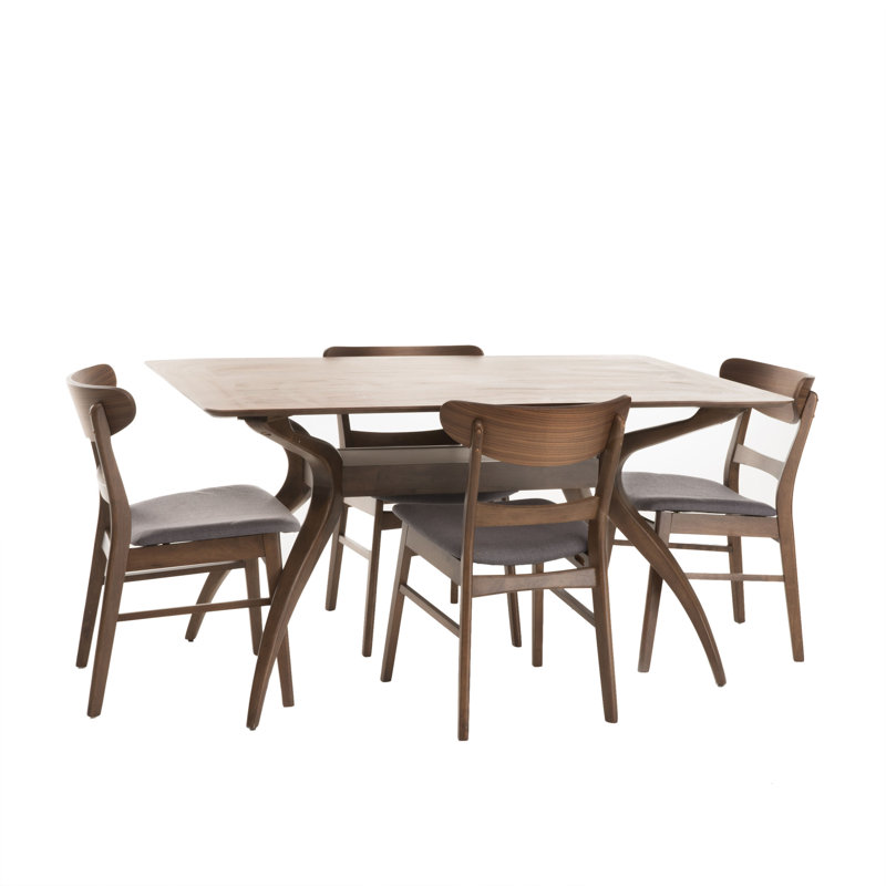 Arbel 4 - Person Four Leg Dining Set, Natural Walnut, 30" H x 59" L x 35" W, Dark Gray