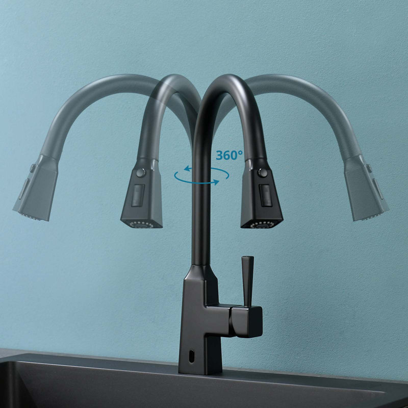 HOOSENG Pull Down Touchless Kitchen Faucet, Matte Black