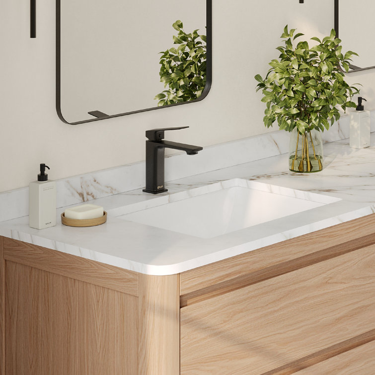STYLISH Horizon 20 3/4 inch Rectangular Undermount Porcelain Bathroom Sink with 2 Overflow Finishes