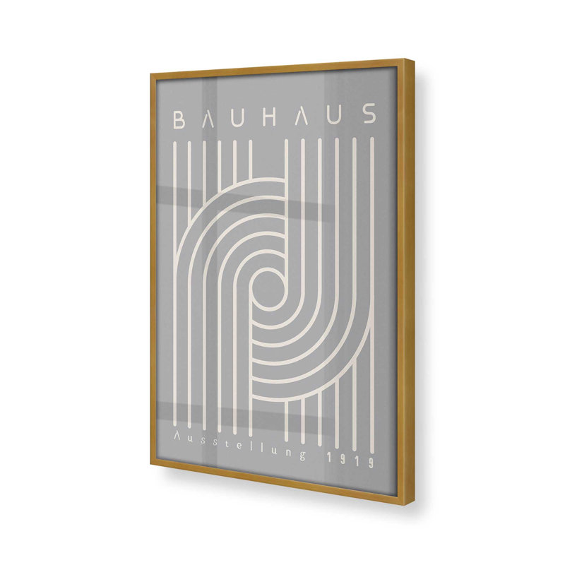 Bauhaus 1919 Linear Harmony Print, Polished Gold Framed Paper, 17.25" H x 13.25" W x 1.25" D