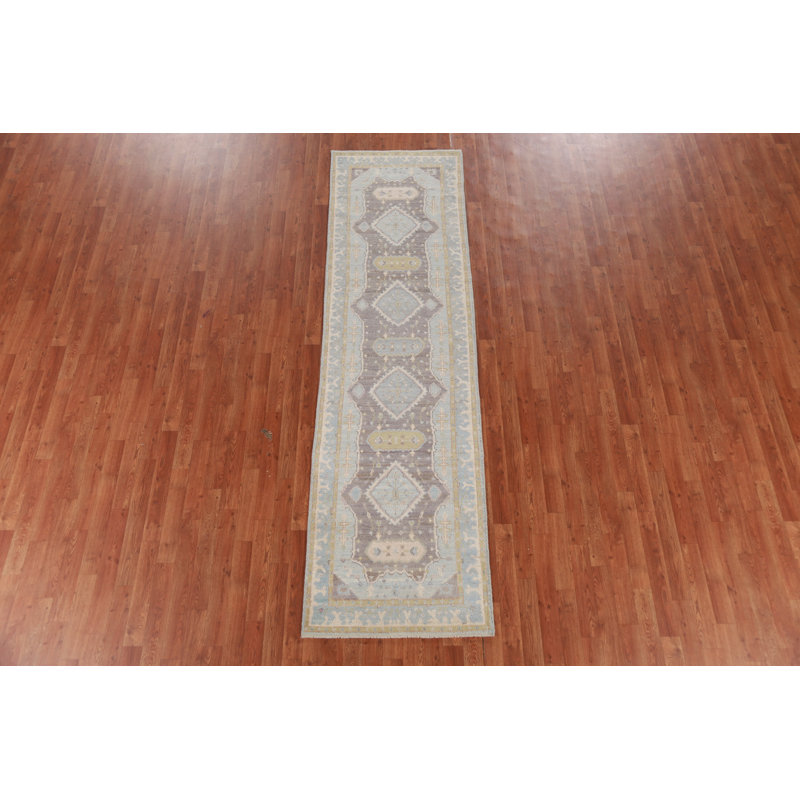 Vegetable Dye Oushak Turkish Runner Rug 3x10
