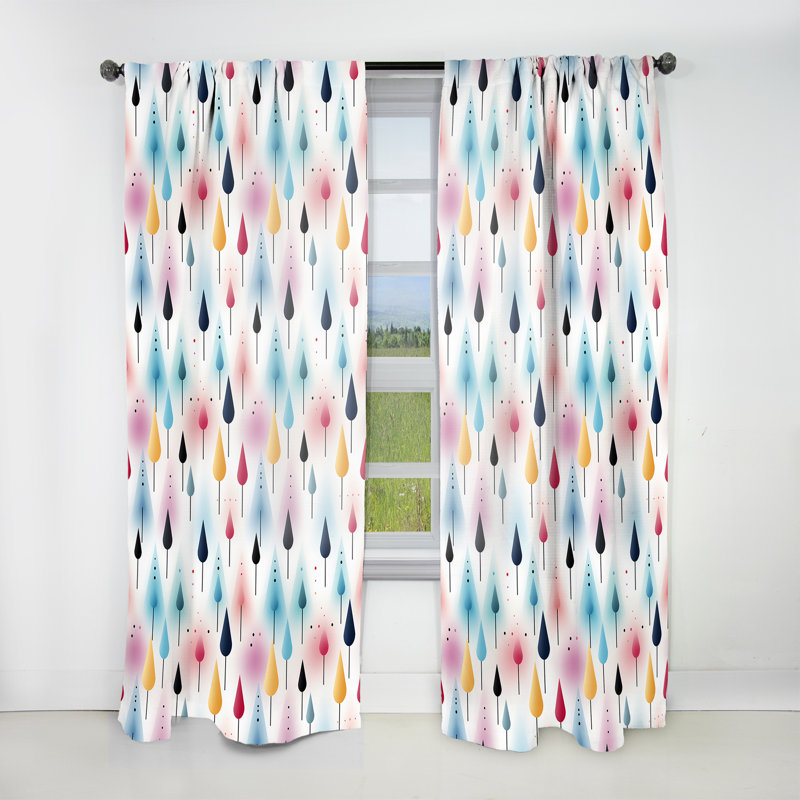 Rideau obscurcissant géométrique pastel scandinave pastel - 1 panneaux, L 52 po x L 108 po