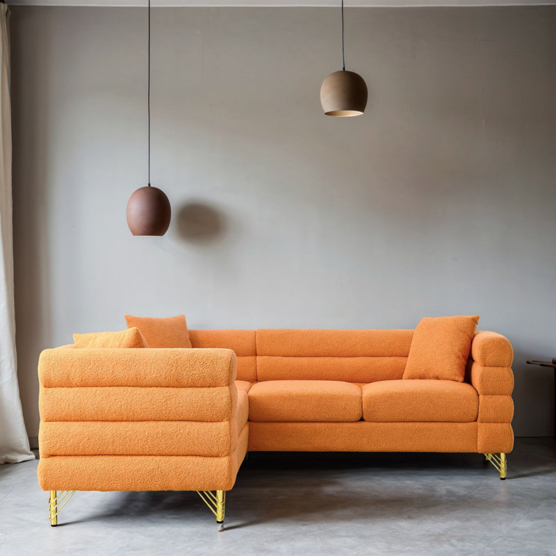 Canapé modulaire rembourré 3 pièces AUFW834S00105, Mélange de polyester orange