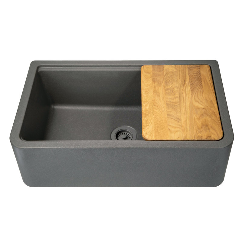Rockport 32.75'' L Single Bowl Granite Kitchen Sink, Titanium
