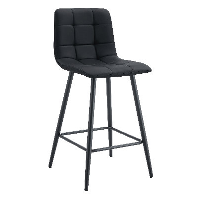 Modern White PU Bar Chair Set - Two Pieces, Stable Comfort.Checkered Design,Black Metal Legs,Suitable For Placement In Bars, Living Rooms, Bars, And Other Venues.Multiple Colors Available.