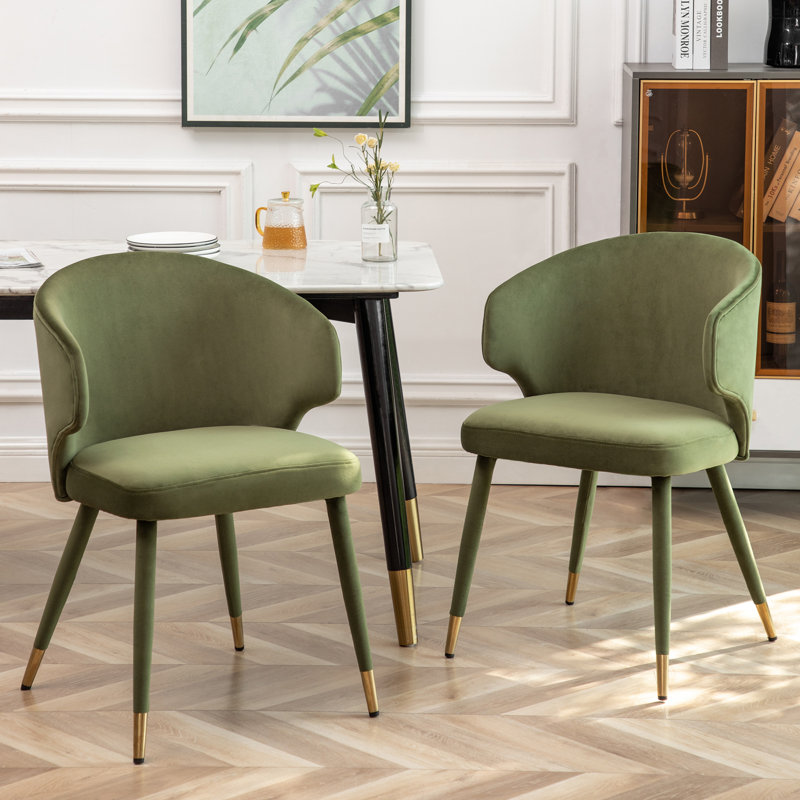 Chaise de salle à manger rembourrée Sumiko, Vert