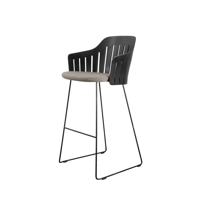 Choice Chair Indoor and Bar Sledge Steel Base with Upholstery Cane-line Zen Seat Cover, Black