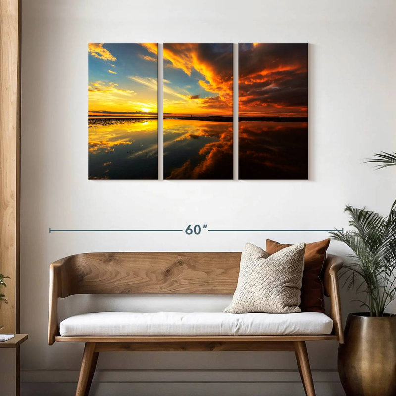 Gillard, lever du soleil, ciel, mer, reflet, H 28 po x l 45 po