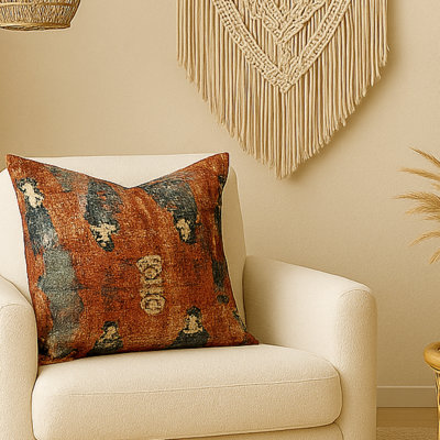 Coussin décoratif en coton damassé 20 po