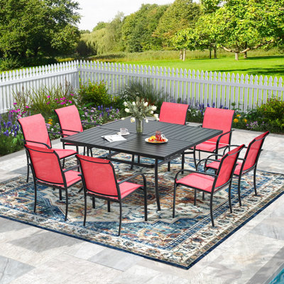 Ensemble repas extérieur pour 8 personnes avec chaises empilables