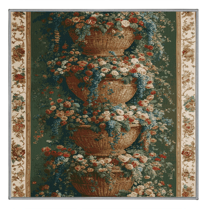Tapis brun français lavable à la machine, Carré 5 pi