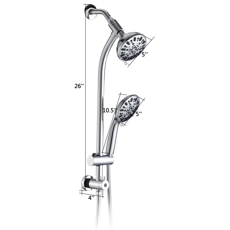 Pomme de douche double multifonction, Chrome