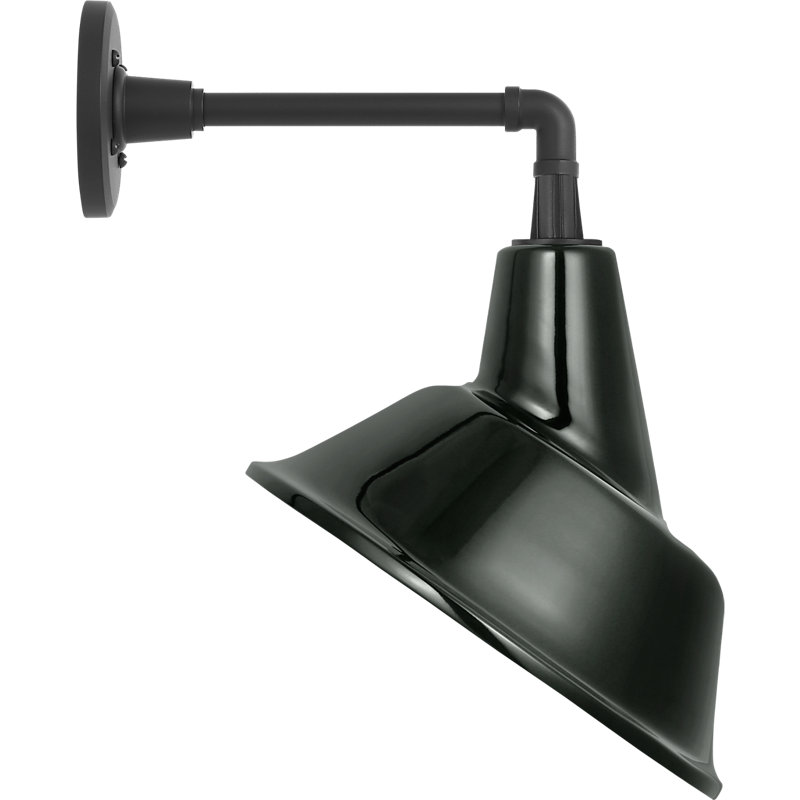 Thomas O'Brien 1 - Light Outdoor Barn Light, 17.5" H x 12.5" W x 14" D, Green, Matte Black