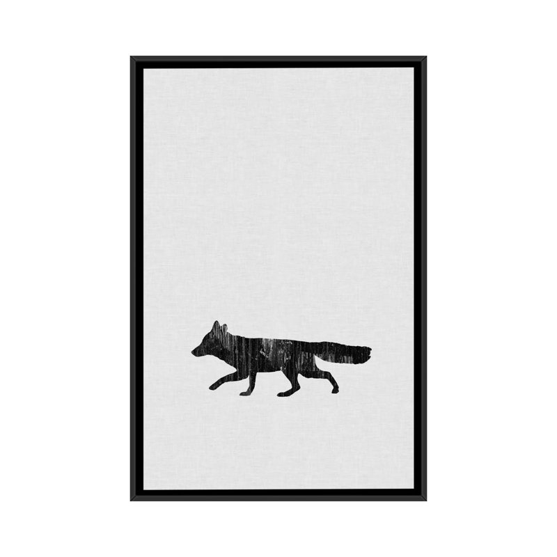«Fox», impression sur toile, H 26 po x l 18 po x P 1,5 po, Toile encadrée noire, Pas de tapis