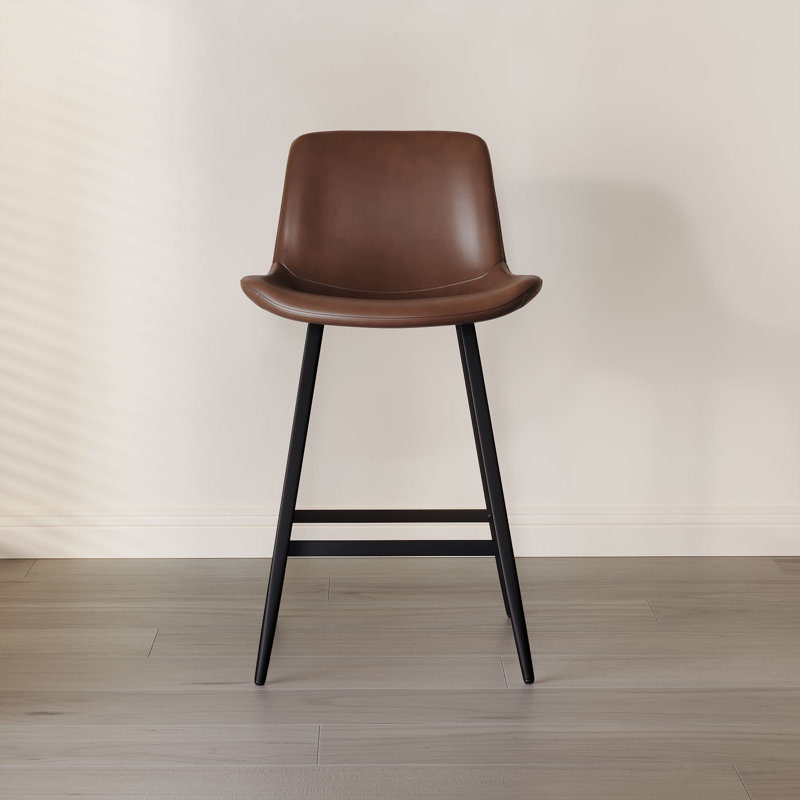 Cannell Upholstered Counter Stool with Metal Frame, Natural/Tan