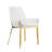 Pangea Home Hudson Tufted Upholstered Arm Chair - Dining Chairs Set of 2 – Modern Upholstered Accent Chairs for Kitchen, Dining Room, Living, or Breakfast - Vegan White Leather with Gold Legs-33064639-33064641