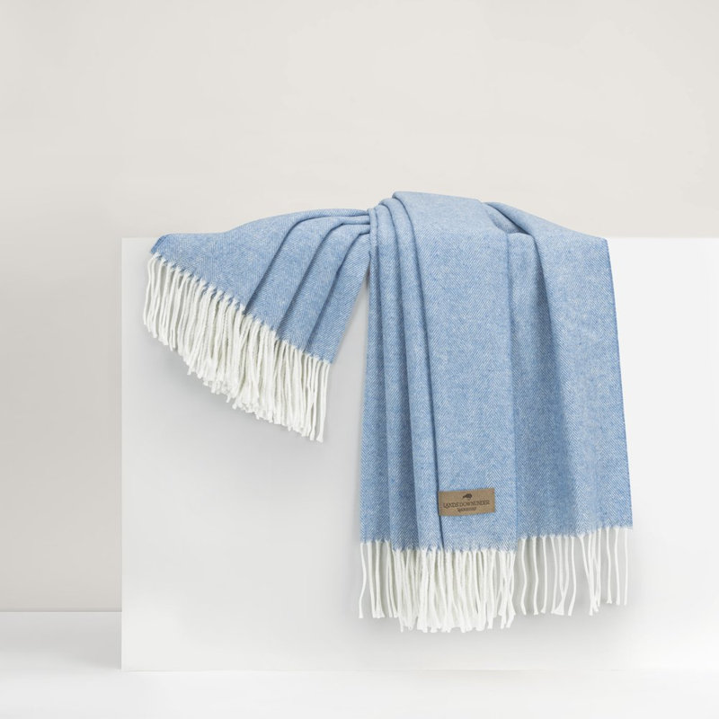 Italian Herringbone Throw, Blue Denim