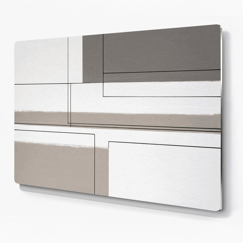 Minimalisme 17, art mural gris en métal, H 12 po x l 18 po