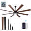 Ventilateur de plafond intelligent 72 po à DEL noir mat avec télécommande intégrée