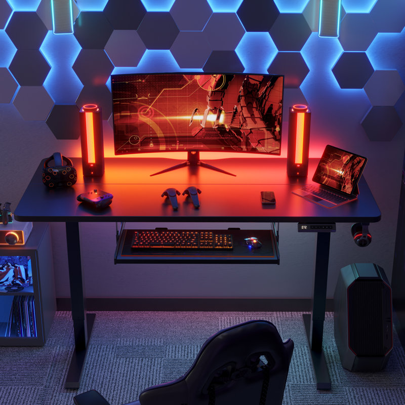 Huzaifa Adjustable Metal Base Standing Desk, 46" H x 55" W x 24" D