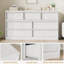 Commode 6 tiroirs pour la chambre à coucher, commode en chêne naturel de 47 po de largeur, rangement en bois pour le salon, le vestibule, la chambre de bébé, blanc