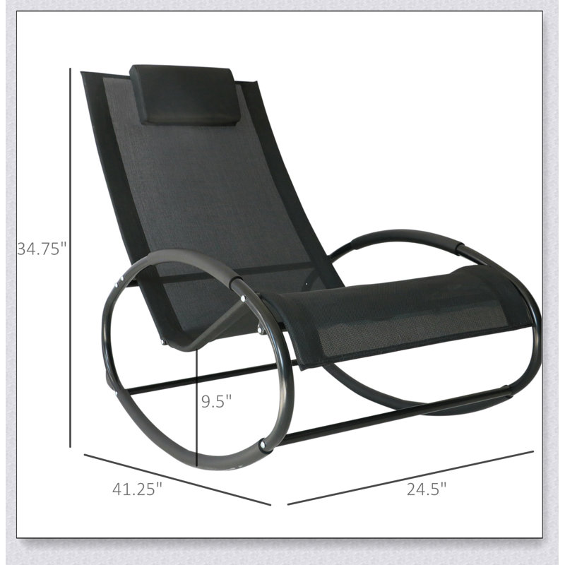 Outsunny Pool Lounger, Outdoor Rocking Lounge Chair for Sunbathing, Pool, Beach, Porch with Pillow