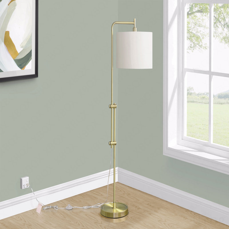 Lighting, 63"H, Floor Lamp, Brass Metal, Ivory / Cream Shade, Contemporary