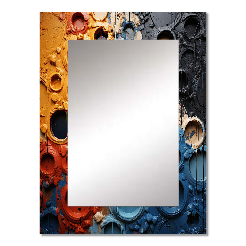 Orange and Blue Fluid Movements - Abstract Shapes Mirror, Modern Unique Wall Mirror, Printed Metal Art, 32" x 24"