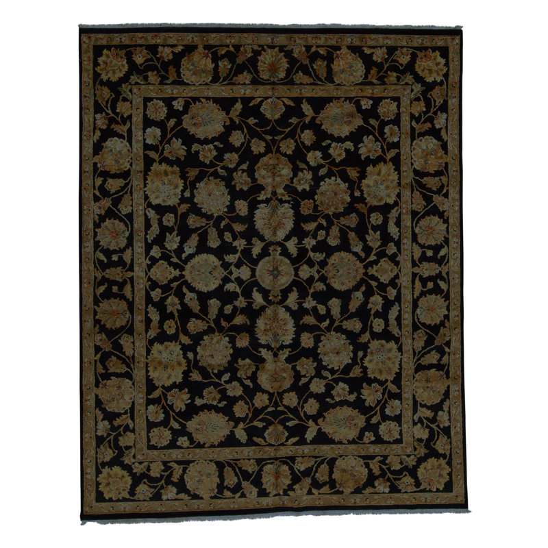 Tapis noir et noir de haute qualité noué à la main