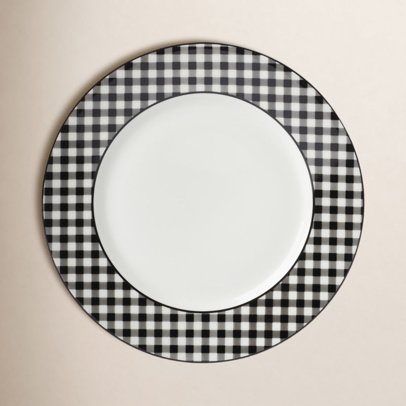 Lenox Gingham Black Dinner Plates, Set of 4