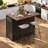 Farmhouse Rolling Kitchen Island With Drape Of Beads, Power Outlet, Drop Leaf, 3 Doors, 3 Drawers And Internal Iron Shelf-1433243265