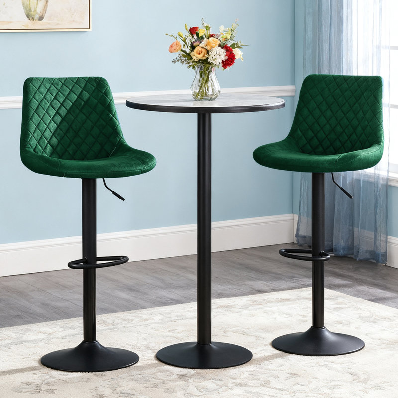 Camillus Swivel Upholstered Adjustable Height Counter Stool, Green