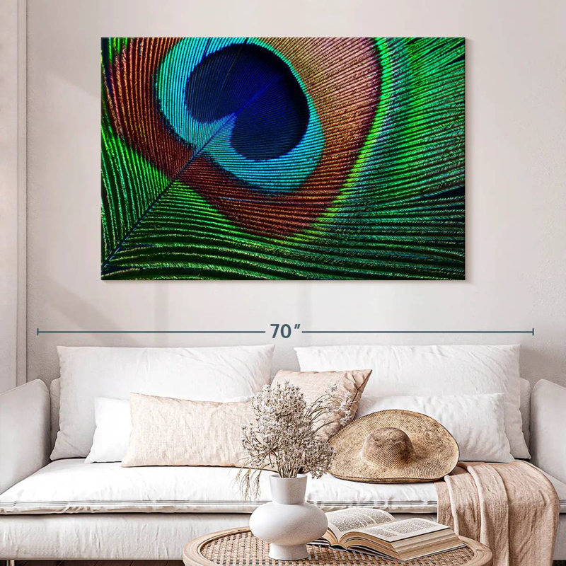 Fine Peacock Feather, 34" H x 51" W