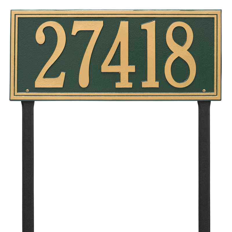 Plaque d'adresse sur 1 ligne Double Line, Vert et or, Oui