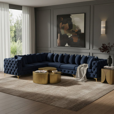Canapé modulaire réversible en velours de 138 po de largeur