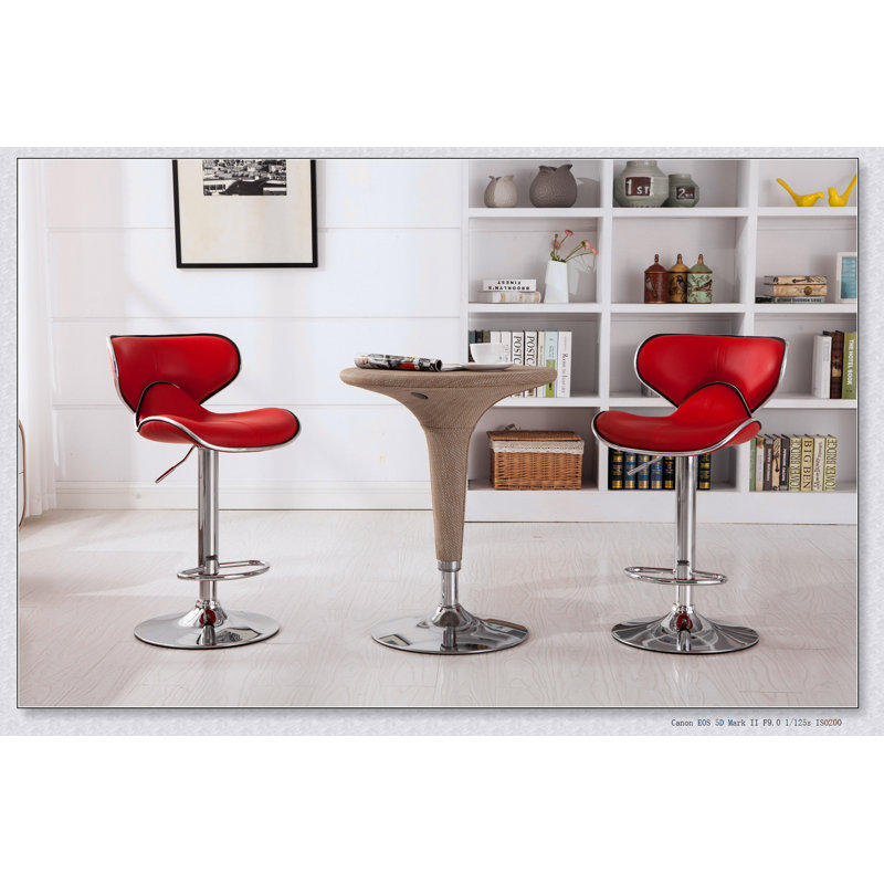 Ensemble de 2 tabourets pivotants réglables Masaccio avec base chromée Airlift, Rouge