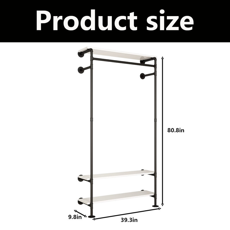 Wall Mounted Garment Rack, Black/White