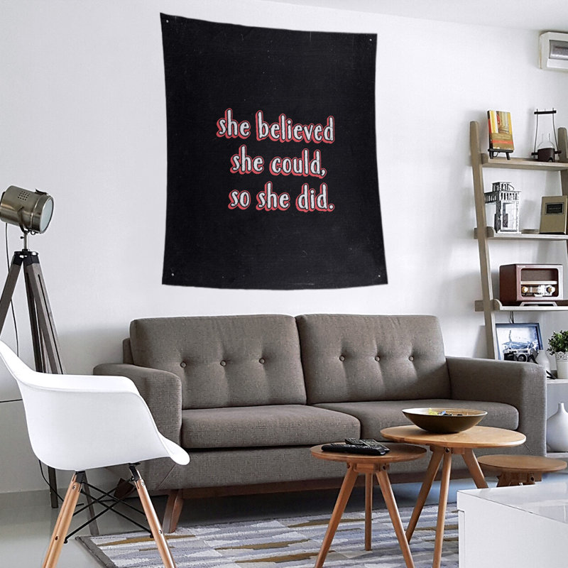 Tapisserie de tableau noir citation pour femmes en polyester, H 27,5 po x l 37,5 po, Rouge