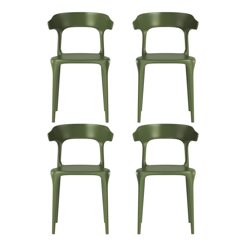 Chaise de salle à manger d'extérieur empilable (ensemble de 4), Vert