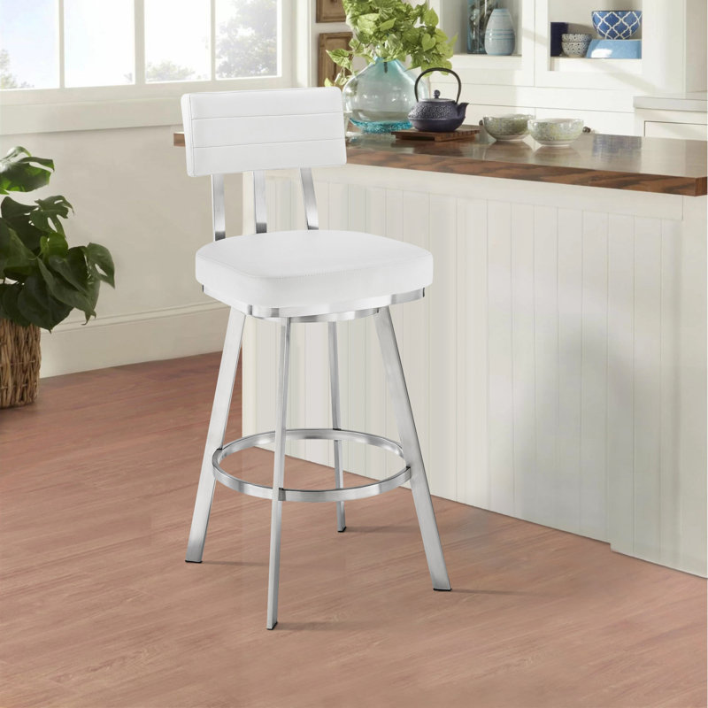 Tabouret de bar Bodhan, Tabouret de comptoir (siège d'une hauteur de 26 p, Acier inoxydable brossé / Noir