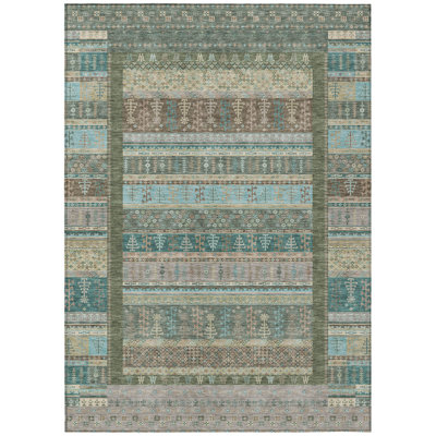 Machine Washable Indoor/Outdoor Meredith ACN2160 Striped Rug
