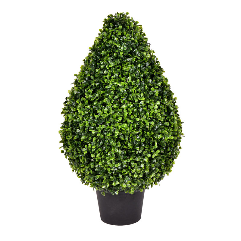 Buisson artificiel en forme de goutte de buis Vickerman, pot en plastique noir, H 24 po x l 12 po x P 12 po