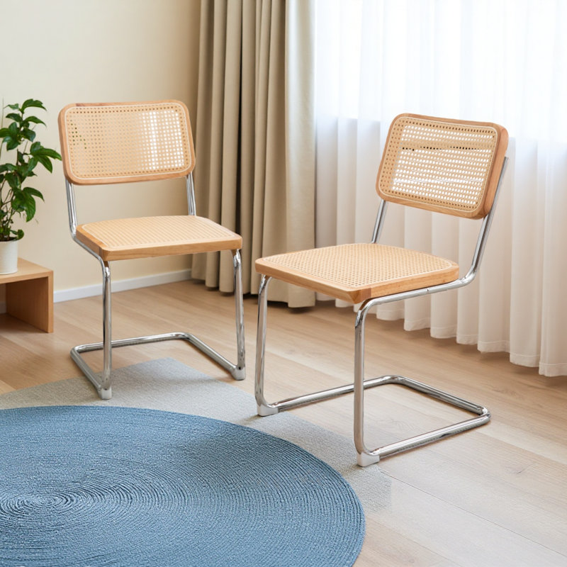 Ensemble de 2 chaises de salle à manger, chaises d'appoint avec pieds chromés, chaises Mid-Century modernes conçues par Breuer