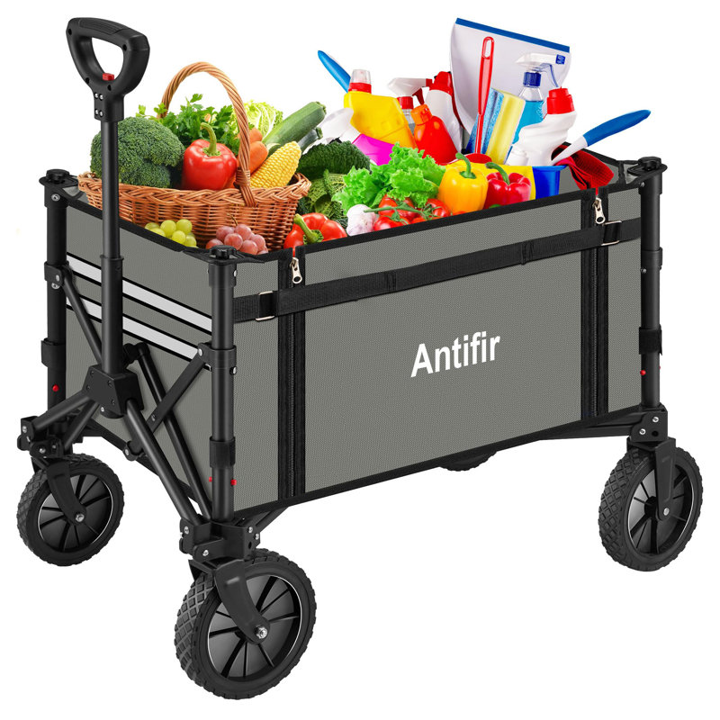 Chariot de chariot pliable avec roues tout-terrain, Gris