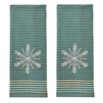 SKL Home Snowflake Hand Towel (2-Pack), Green