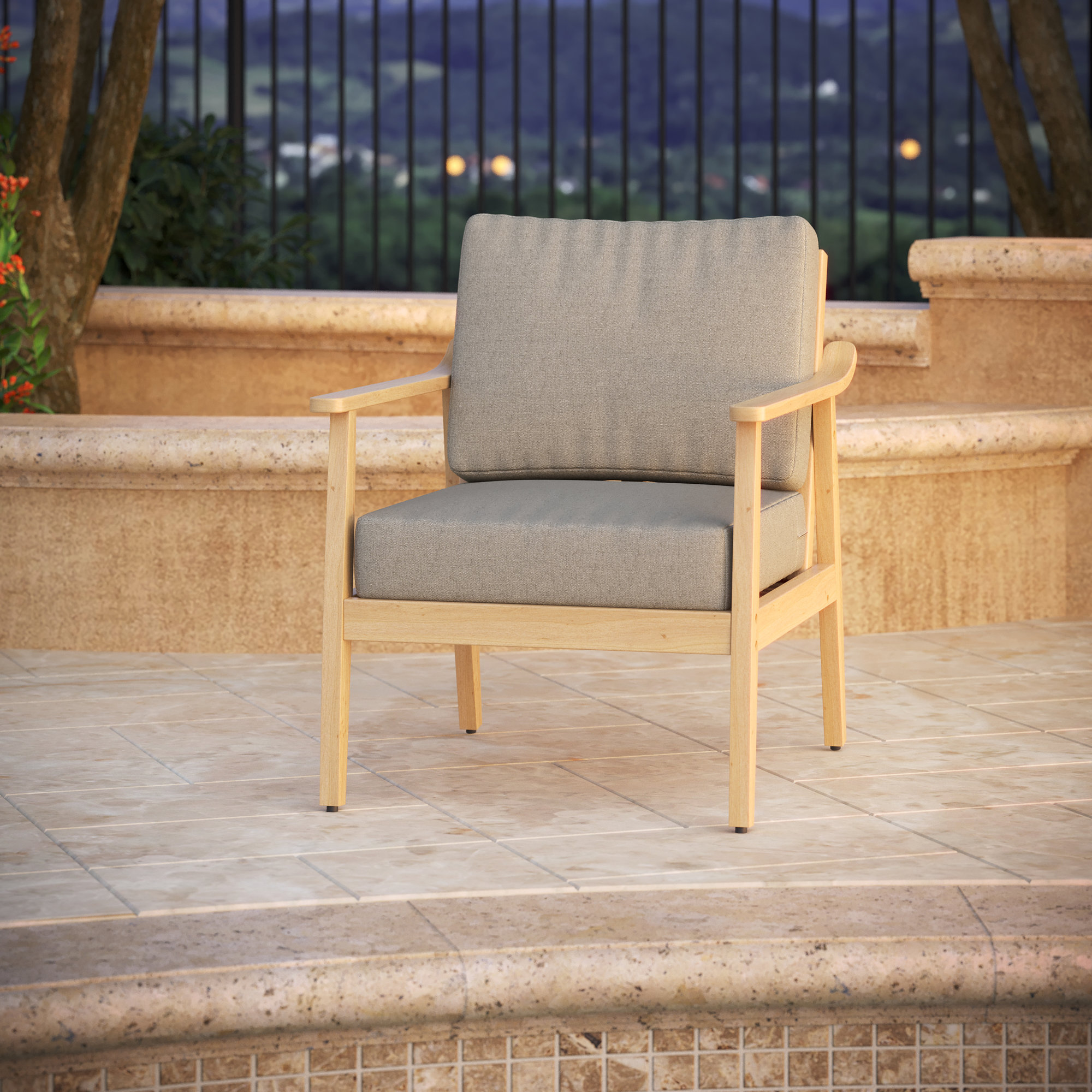 Outdoor Sunbrella Seat/Back Cushion, Spectrum Dove Sunbrella® Plainweave